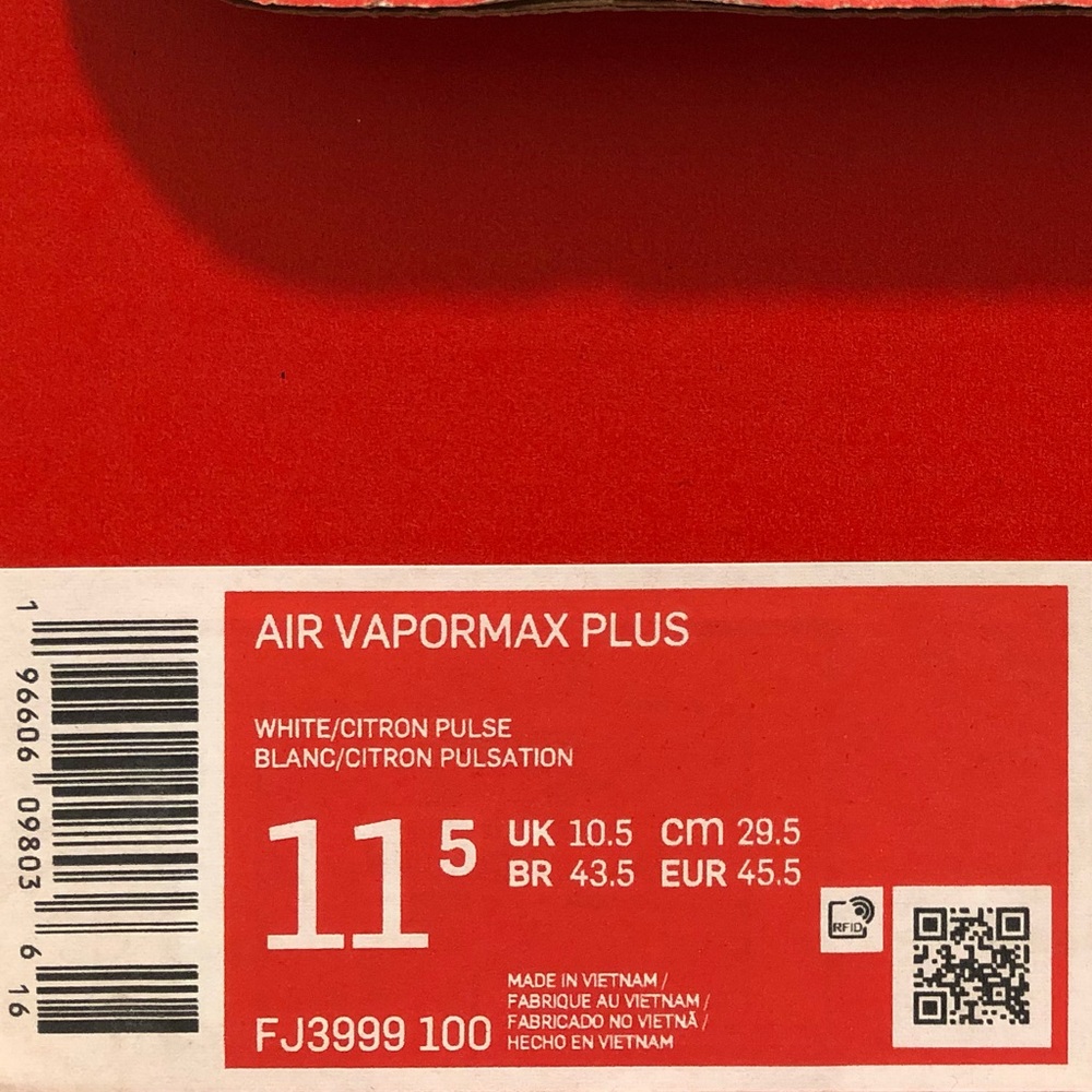 Nike Air Vapormax Plus “White/Citron Pulse” - Picture 9 of 9